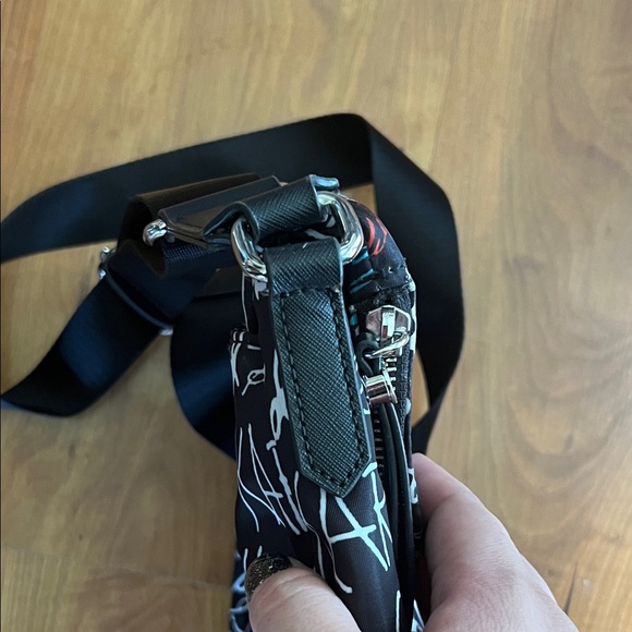 Karl Lagerfeld Black and White Graphic Messenger Bag - Picture 13 of 14